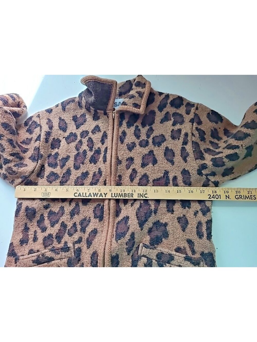 Vintage Lisa International Jacket M Boiled Wool Animal Print Full Zip Pockets - Picture 2 of 11